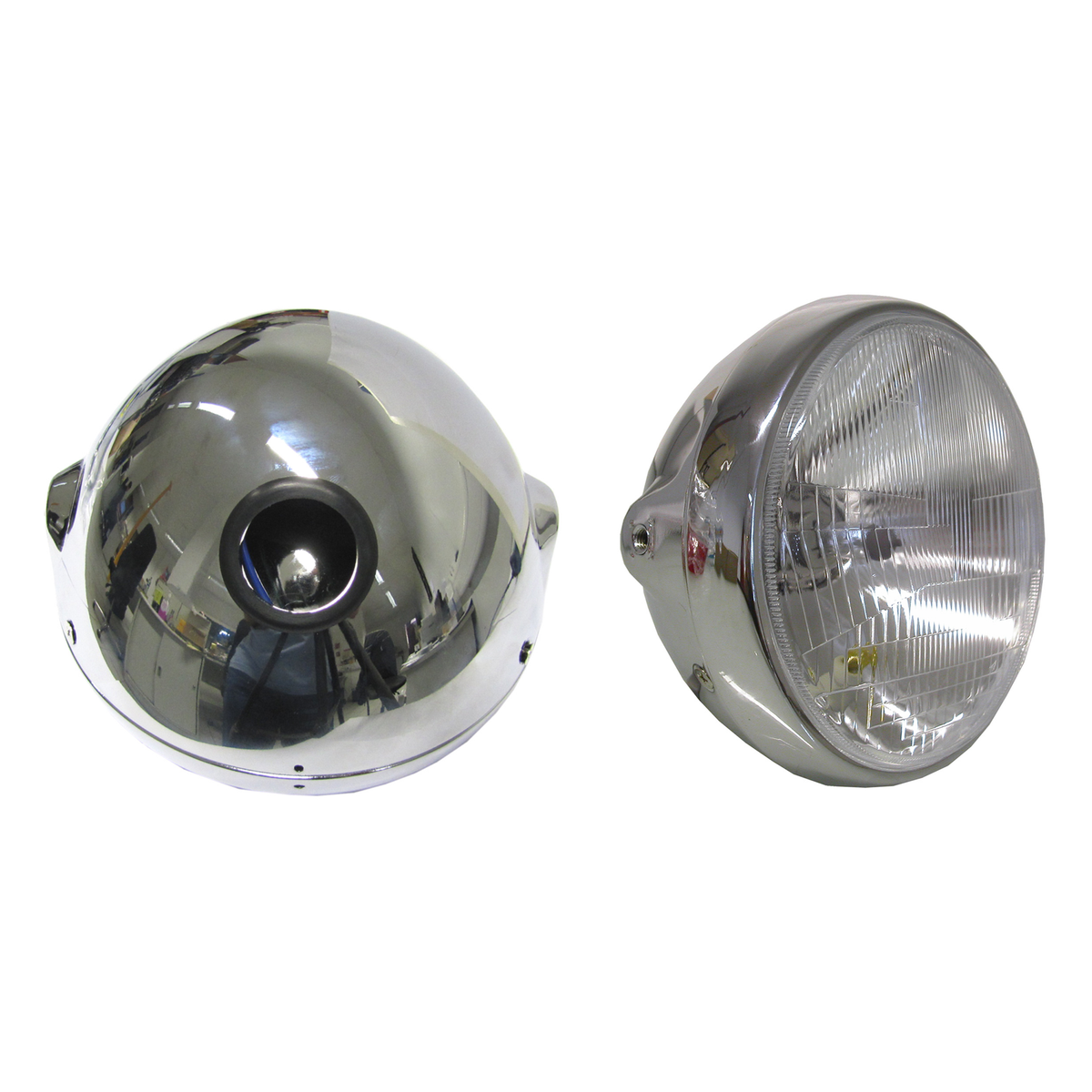Hi Level Headlight Round Chrome Complete Universal 7"