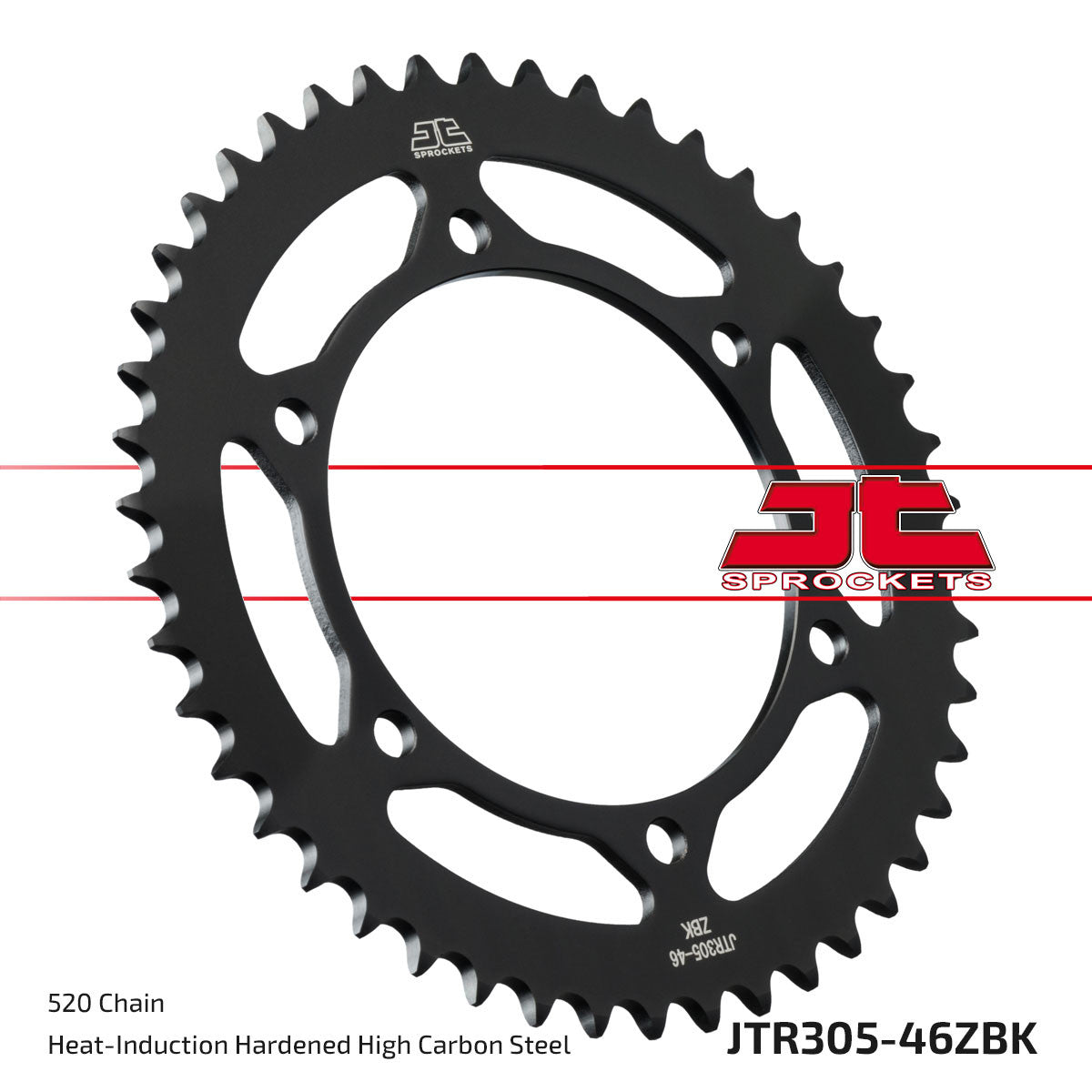 JT Rear Sprocket (Black Zinc Finish) - JTR305, part number JTR305.46ZBK
