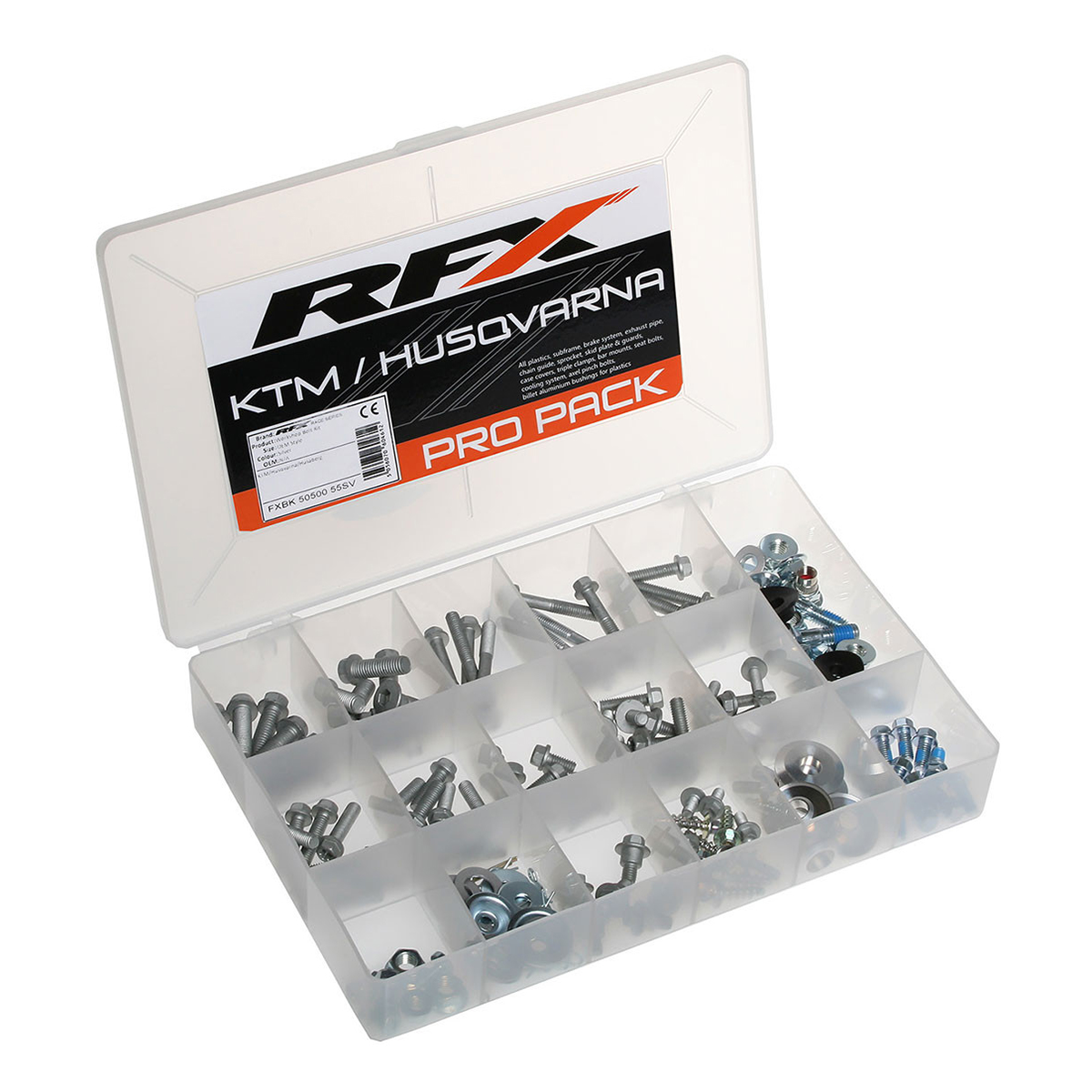 RFX Race Pro Bolt Pack OEM SX/EXC TC/TE, part number FXBK 50503 55SV